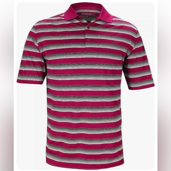 Nike Other - Nike Golf dri-fit striped short sleeve polo pink size medium